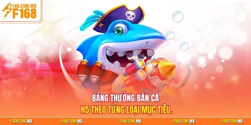 Bảng thưởng bắn cá H5 theo từng loại mục tiêu.
